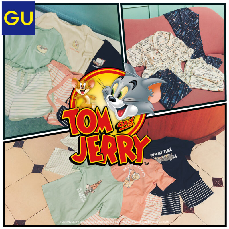 【2024年4月26日発売】GU 「トムとジェリー」コラボコレクション発売 サンドウィッチショップをテーマに親子で楽しめるポップなデザイン