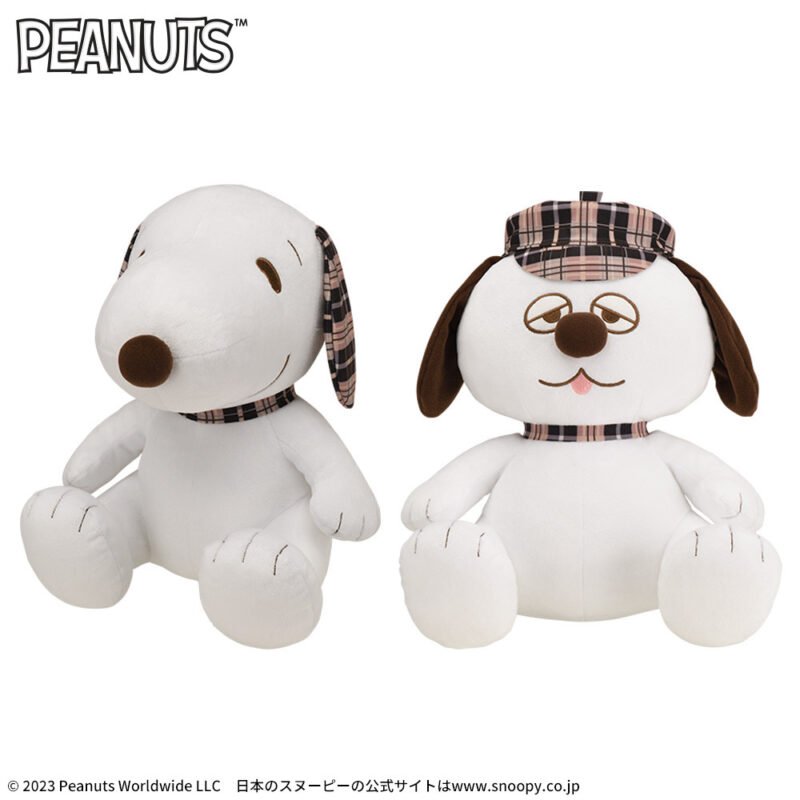 【2023年10月20日登場】SNOOPY™　Lぬいぐるみ“スヌーピー&オラフ　チェックスタイル