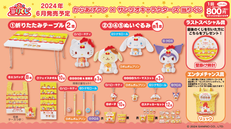 【2024年6月11日発売】からあげクン×サンリオキャラクターズ当りくじ